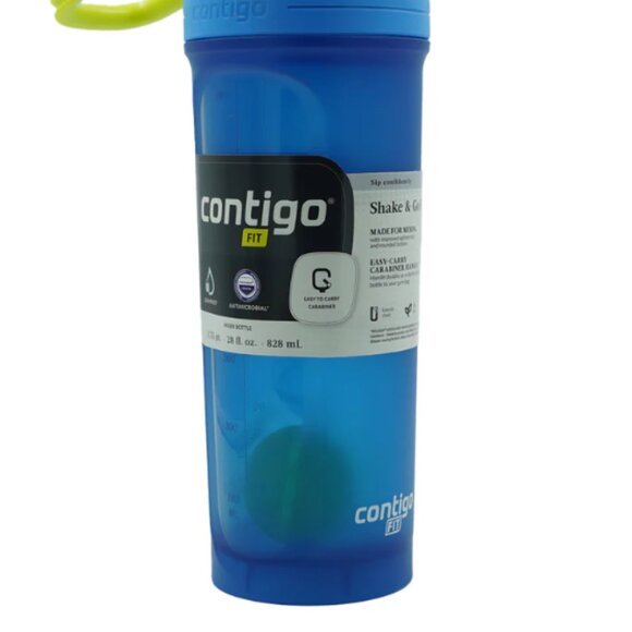 Contigo 28 oz. Fit Shake & Go 2.0 Microban Shaker Mixer Bottle - Blue Poppy/Salt - Picture 3 of 3